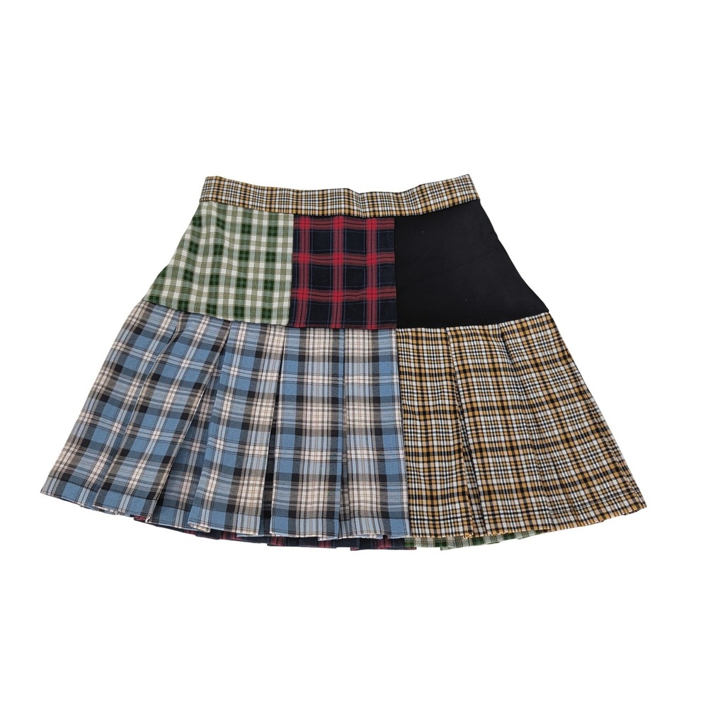 The Ragged Priest Pixel Skirt 12 Multi Patchwork Pleated Plaid Mini Indie Punk